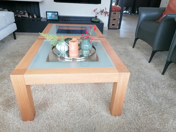 Image 1 of 2x Oak coffee tables with glass top