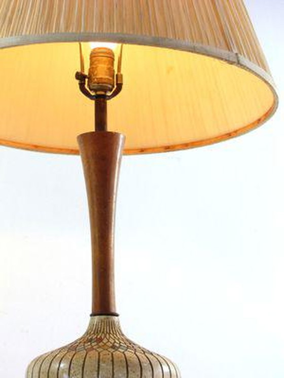 Image 1 of Vintage plaster and wood table lamp