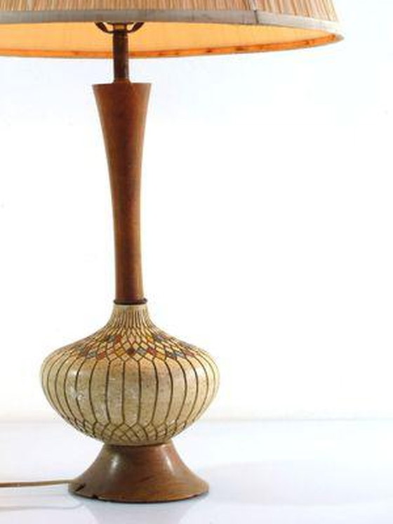 Image 1 of Vintage plaster and wood table lamp