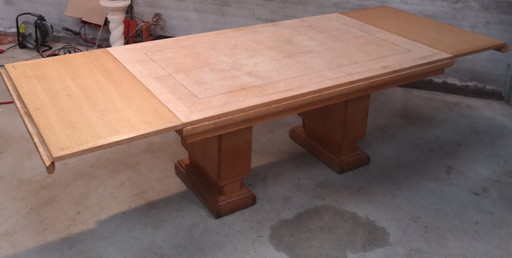 Modernist Cubic Oak 1940s Art Deco Office Table