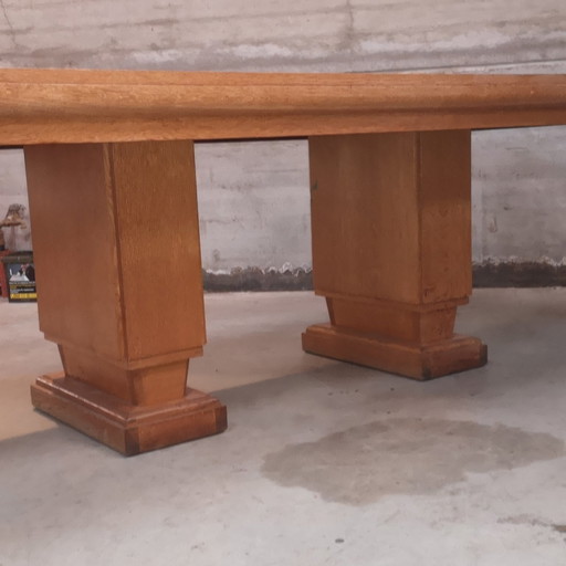 Modernist Cubic Oak 1940s Art Deco Office Table