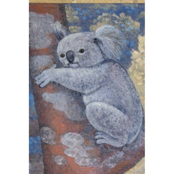 Image 1 of Vintage painting depicting koalas perched in trees