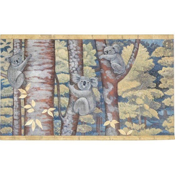 Image 1 of Vintage painting depicting koalas perched in trees
