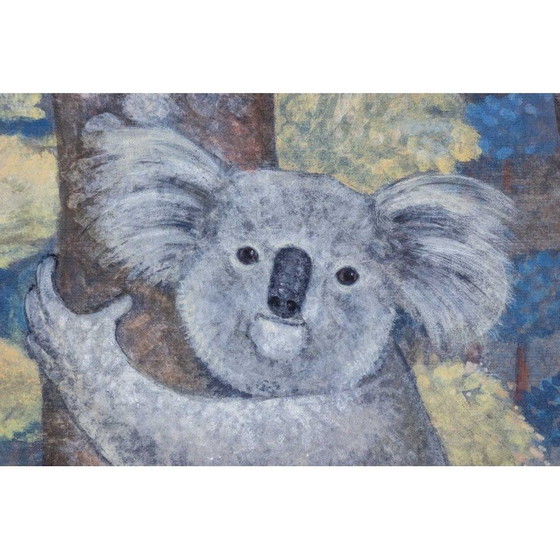 Image 1 of Vintage painting depicting koalas perched in trees
