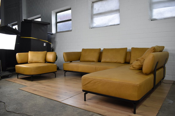 Image 1 of Leather sofa with armchair and sleeping function leather couch leather corner sofa sofa couch corner sofa bed