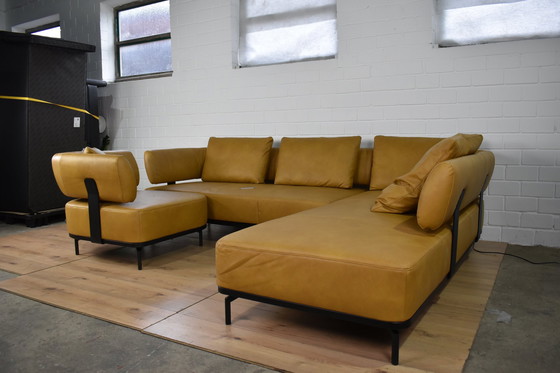 Image 1 of Leather sofa with armchair and sleeping function leather couch leather corner sofa sofa couch corner sofa bed