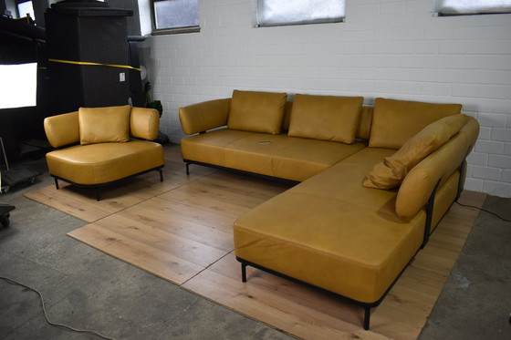 Image 1 of Leather sofa with armchair and sleeping function leather couch leather corner sofa sofa couch corner sofa bed