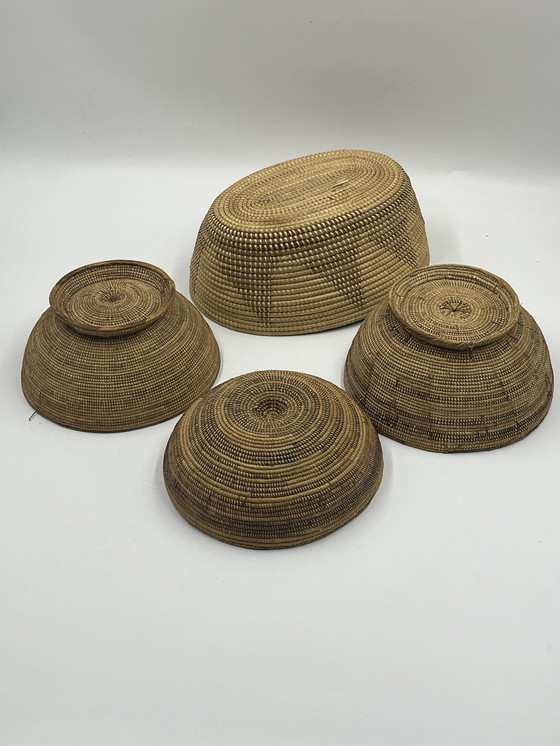 Image 1 of Set Of 4 Woven Wicker Baskets