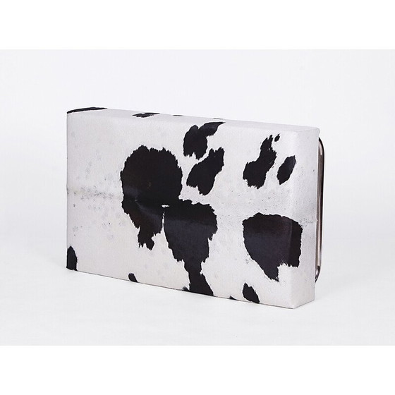 Image 1 of Vintage tubular steel and cow hide bench, Czech Republic 1940s