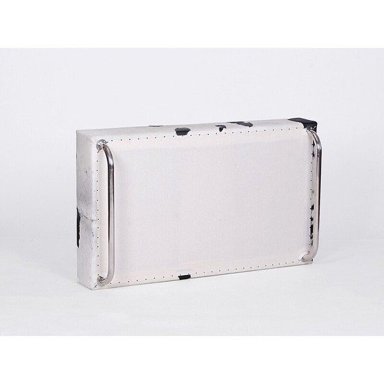 Image 1 of Vintage tubular steel and cow hide bench, Czech Republic 1940s