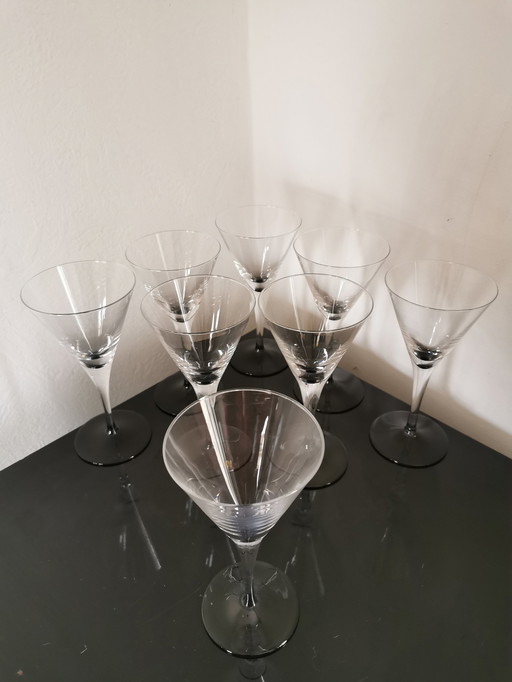 8 Large Cristal Cocktail Glasses