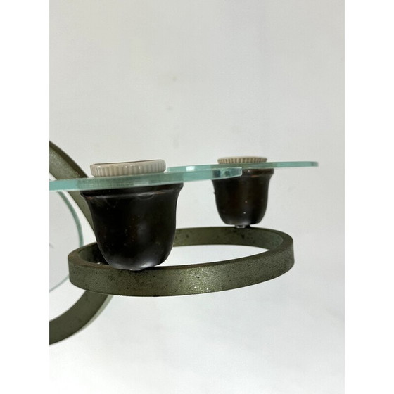Image 1 of Vintage Art Deco chandelier in solid lacquered brass and glass by Pietro Chiesa, Italy 1930