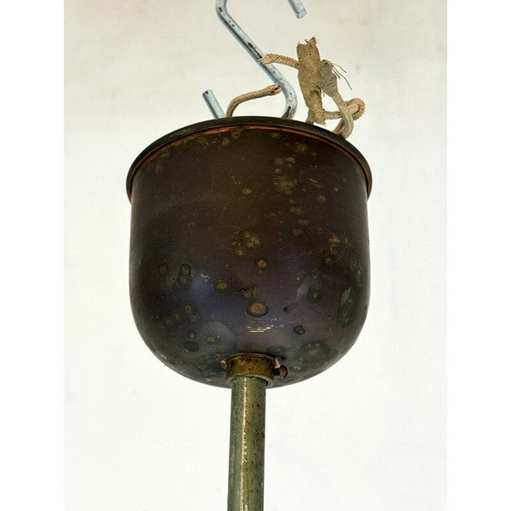 Image 1 of Vintage Art Deco chandelier in solid lacquered brass and glass by Pietro Chiesa, Italy 1930