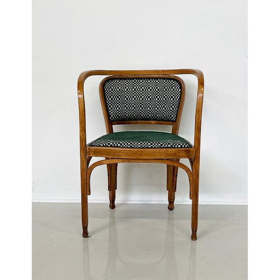 Image 1 of Poltrona vintage n. 715 in tessuto e legno di Gustav Siegel per Kohn, Austria 1900