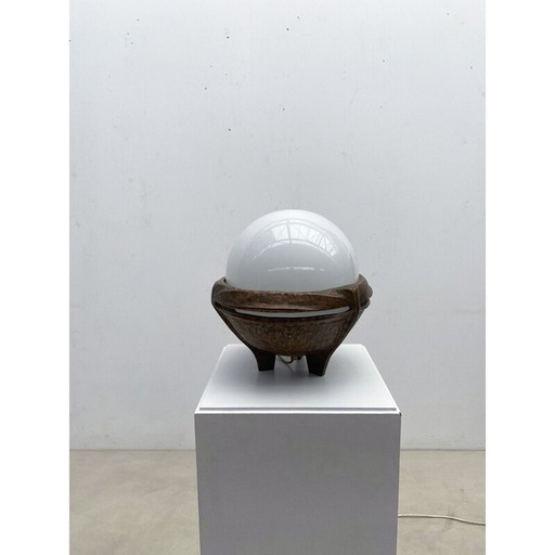 Mid century bronze and opaline lamp, Italy 1970s