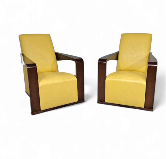 Image 1 of Hugues Chevalier Beautiful Condition / 2 X Ying Armchair / Hurgues Chevalier / Leather / By Chafik Gasmi