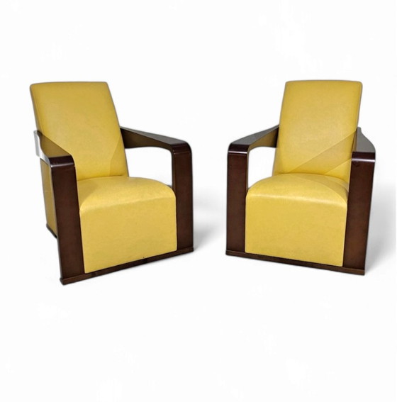 Image 1 of Hugues Chevalier Beautiful Condition / 2 X Ying Armchair / Hurgues Chevalier / Leather / By Chafik Gasmi