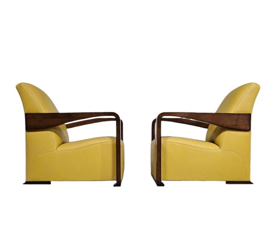 Image 1 of Hugues Chevalier Beautiful Condition / 2 X Ying Armchair / Hurgues Chevalier / Leather / By Chafik Gasmi