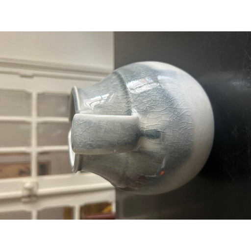 Vintage blue and beige ceramic pitcher