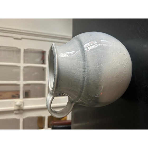 Image 1 of Vintage blue and beige ceramic pitcher