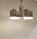 Lustre vintage en verre et chrome Gaetano Sciolari