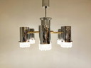 Lustre vintage en verre et chrome Gaetano Sciolari