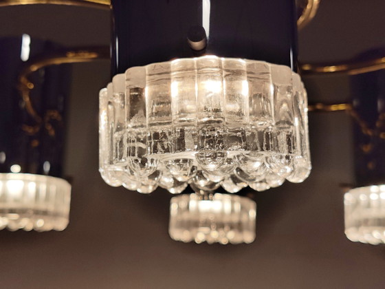 Image 1 of Lustre vintage en verre et chrome Gaetano Sciolari