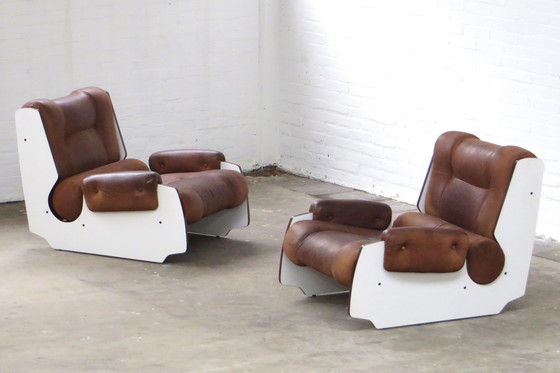 Image 1 of Set of two lounge armchairs in leather