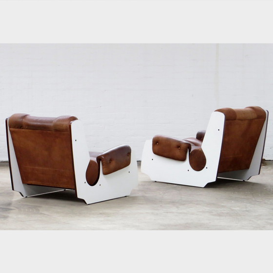 Image 1 of Set of two lounge armchairs in leather