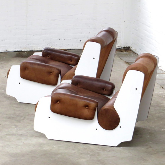 Image 1 of Set of two lounge armchairs in leather