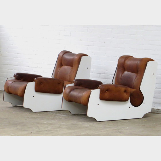 Image 1 of Set of two lounge armchairs in leather