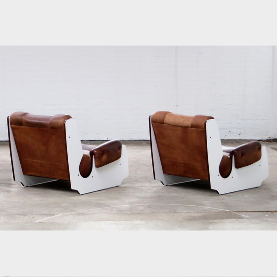 Image 1 of Set of two lounge armchairs in leather