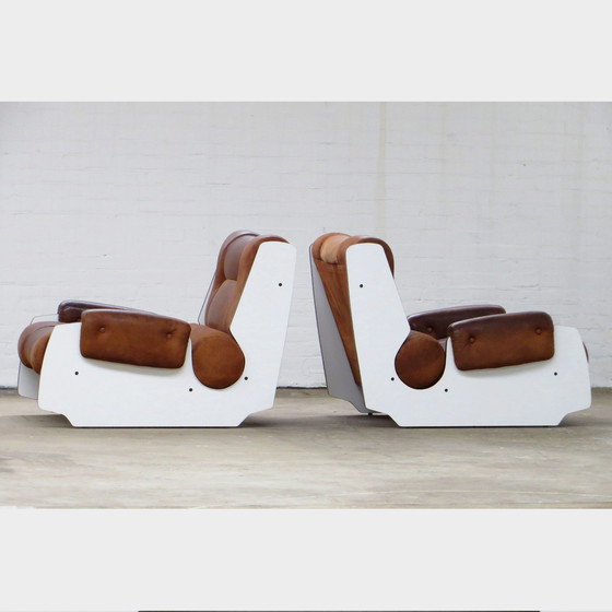 Image 1 of Set of two lounge armchairs in leather