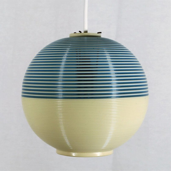Image 1 of Vintage blue and white pendant lamp by Rotaflex for A.R.P, 1950s