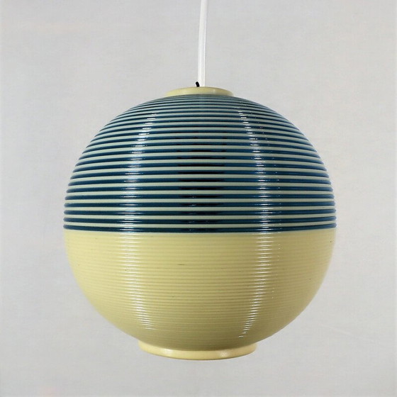 Image 1 of Vintage blue and white pendant lamp by Rotaflex for A.R.P, 1950s