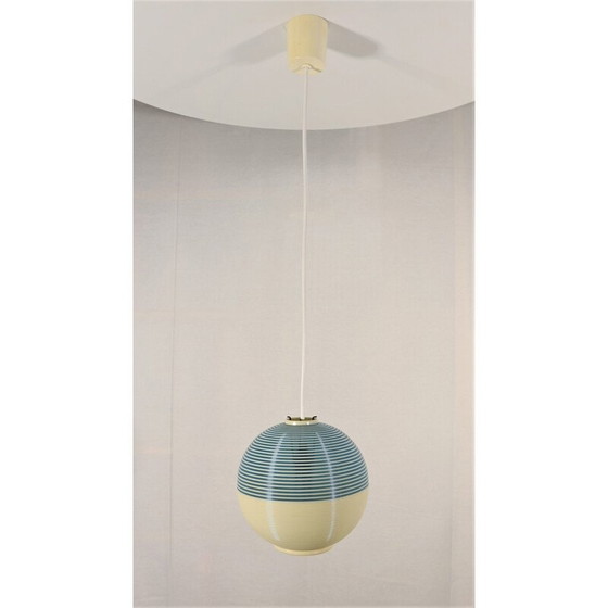 Image 1 of Vintage blue and white pendant lamp by Rotaflex for A.R.P, 1950s