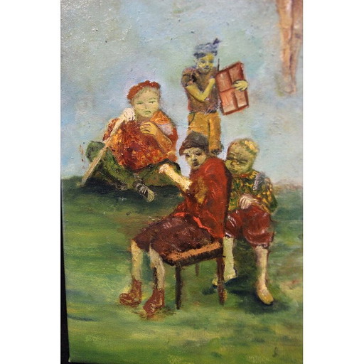 Óleo sobre lienzo vintage "Marolles" de Elodie Huré