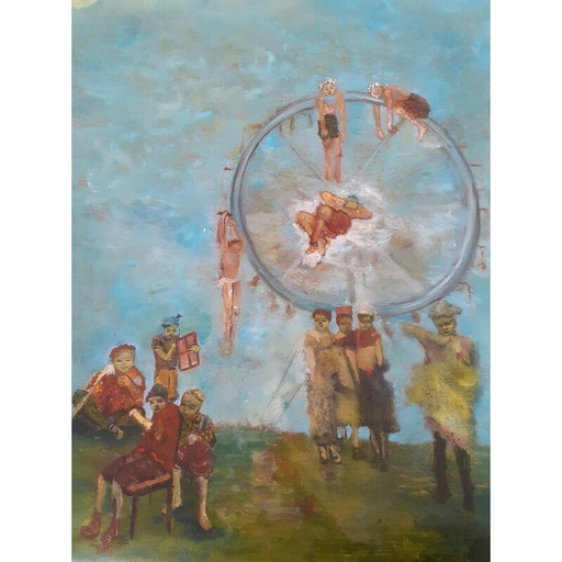 Óleo sobre lienzo vintage "Marolles" de Elodie Huré