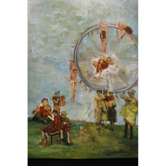 Image 1 of Vintage oil on canvas "Marolles" by Elodie Huré