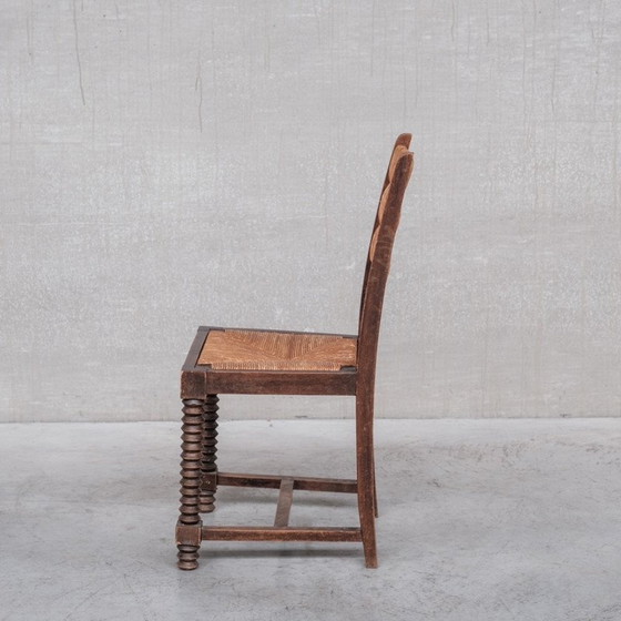 Image 1 of Conjunto de seis sillas de comedor de junco de mediados de siglo, Francia, década de 1950