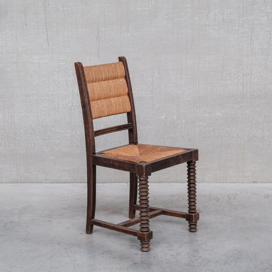 Image 1 of Conjunto de seis sillas de comedor de junco de mediados de siglo, Francia, década de 1950