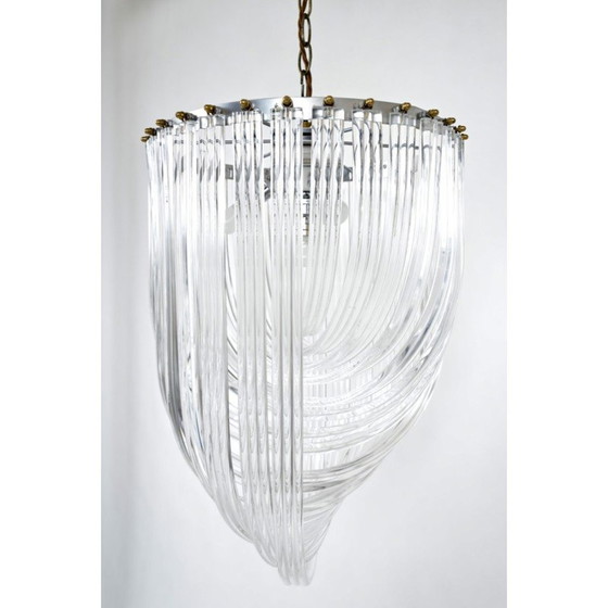 Image 1 of Lampadario vintage in ottone e nastro di lucite, 197