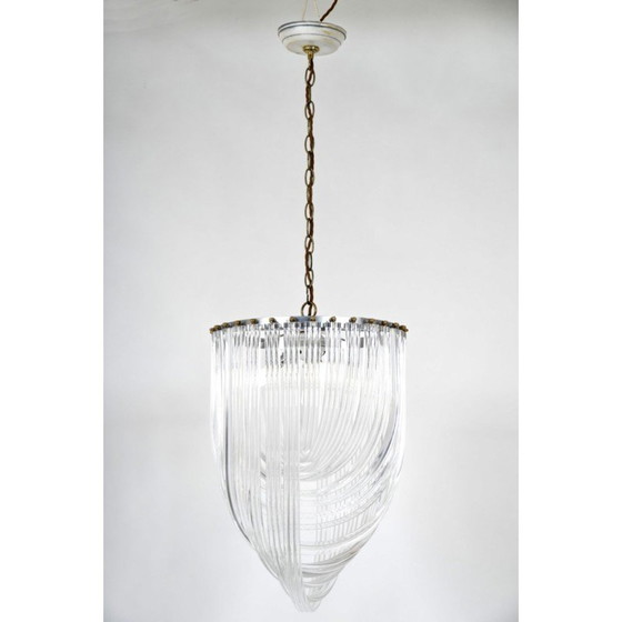 Image 1 of Lampadario vintage in ottone e nastro di lucite, 197