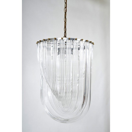 Vintage lucite ribbon and brass chandelier 197 1 950 Whoppah