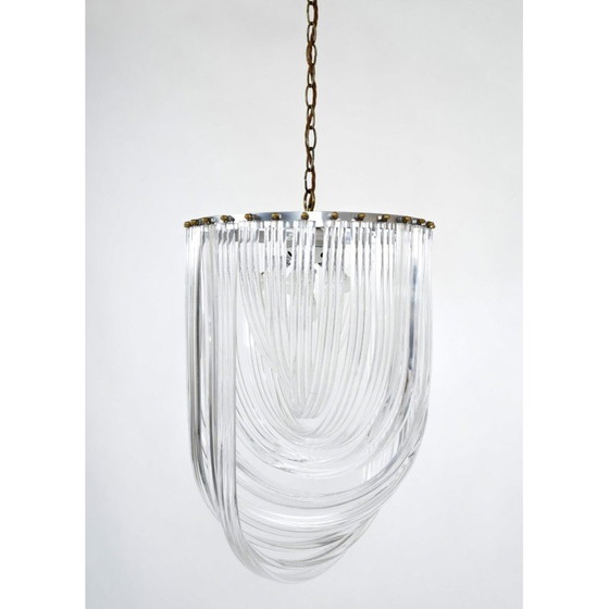 Image 1 of Lampadario vintage in ottone e nastro di lucite, 197