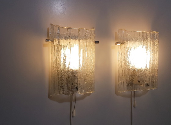 Image 1 of 2 x Kaiser Leuchten wall lamps in ice glass