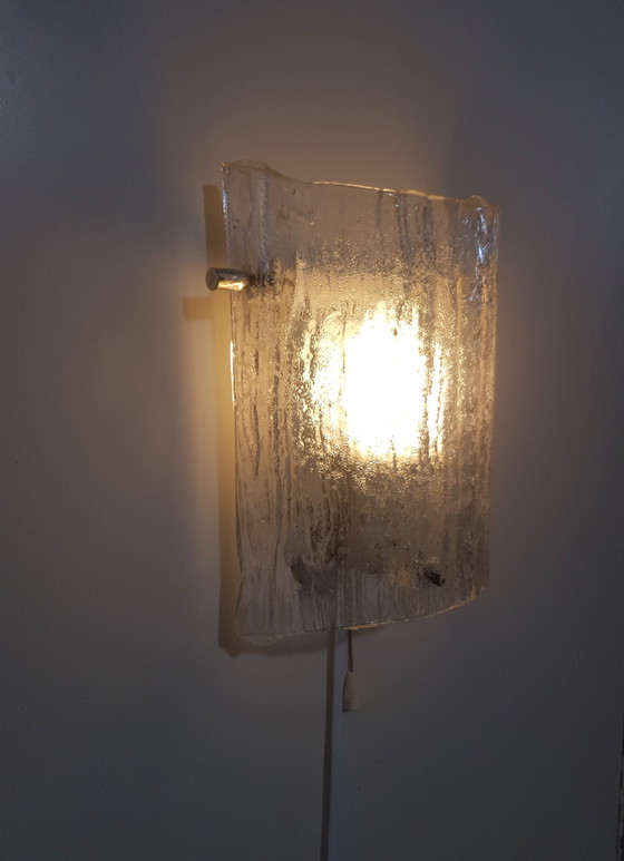 Image 1 of 2 x Kaiser Leuchten wall lamps in ice glass