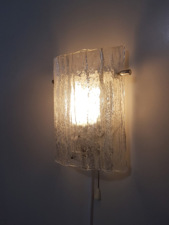 Image 1 of 2 x Kaiser Leuchten wall lamps in ice glass