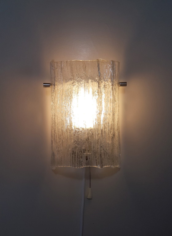 Image 1 of 2 x Kaiser Leuchten wall lamps in ice glass