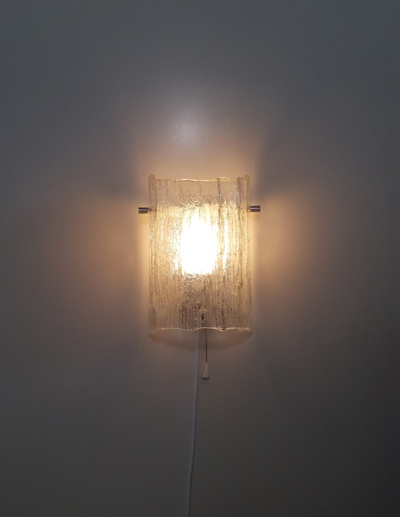 Image 1 of 2 x Kaiser Leuchten wall lamps in ice glass